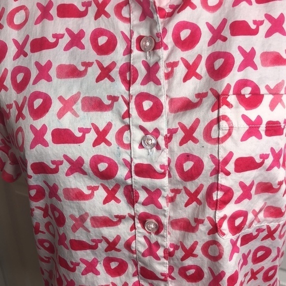 Vineyard Vines Pink O X Whale Button Down Short Sleeve S Read - Picture 2 of 8